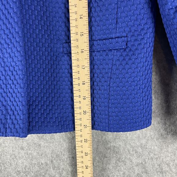 J Crew Portfolio Blazer Jacket Womens 4 Blue Matelasse Stretch Textured Classic - Picture 9 of 15